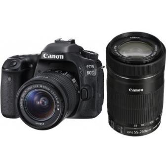 Câmara Reflex DSLR Canon EOS 80D + EF-S 18-55 IS STM + EF-S 55-250 IS STM - 1