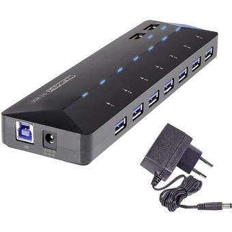 Hub de interface renkforce rf-3806034 usb 3.2 gen 1 (3.1 gen 1) type-b 5000 mbit/s preto