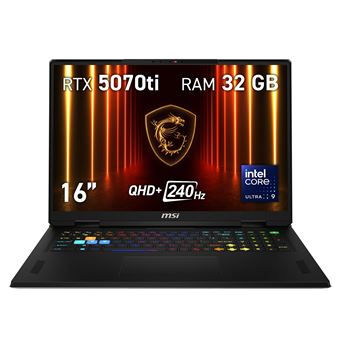 Computador Portátil Gaming MSI Vector 16 HX AI A2XWHG-241ES | 16'' | Intel Core Ultra 9 275HX | GeForce RTX 5070 Ti | 32 GB | SSD 1TB - 1