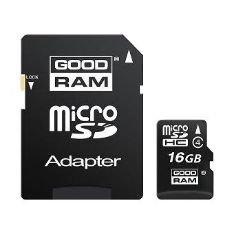 cartão de memória Goodram 16GB microSDHC Class 4 w/ microSD Adapter SDHC Preto