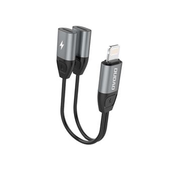 Cabo Lightning DUDAO Headphone Adapter Lightning to 2x for Music and Charging Gray | Cinzento - 1