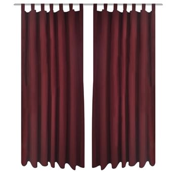Cortinas vidaXL de cetim + presilhas 2 pcs bordeaux 140 x 175 cm - 1