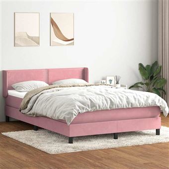 Cama box spring com colchão vidaXL |  160x210 cm | veludo rosa - 1