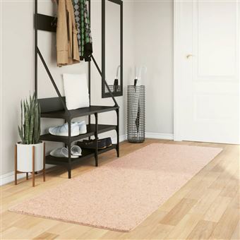 Tapete pelo curto vidaXL | macio e lavável HUARTE 80x250 cm | rosa-pálido - 1