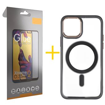 Pack 1 x Película de Vidro Temperado Full + Capa skyhe  Apple iPhone 14 Compatível com Magsafe Magnetic - Preto - 1