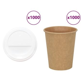 Copos de café de papel com tampas vidaXL | 1000 Peças | 8oz | 200ml - 1