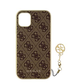 Capa Guess para Iphone 11 Bi-Material Acabamento Efeito Couro 4G Charms - Castanho - 1