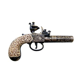 Réplica Denix da pistola bolso desenhada por Kumbley e Brum em Londres em 1795. de metal e puxadores de plástico imitação marfim - 1