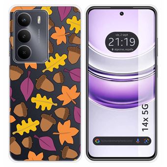 Capa de Silicone Transparente Tumundosmartphone para Realme 14x 5G | Desenhos de outono - 1