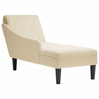 Chaise lounge com almofada/apoio de braços vidaXL | direito tecido creme - 1