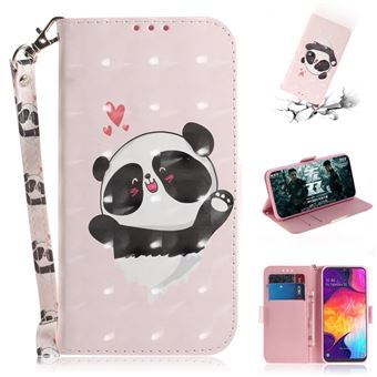 Capa PU Magunivers padrão de impressão impressão impressão spot spot decor panda e corações para Samsung Galaxy A50