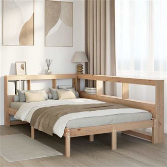 Cama com estante sem colchão vidaXL | 120x200 cm | pinho maciço - 1