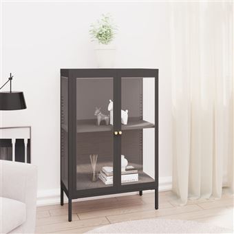 Aparador vidaXL 75x35x105 cm vidro e aço antracite - 1