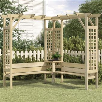 Pérgola de Canto vidaXL com Banco Pinho Impregnado FSC - 1