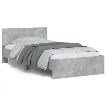 Estrutura de cama vidaXL com cabeceira | derivados madeira cinza-cimento - 1