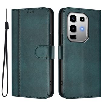 Capa FOXDOCK para Infinix Note 50 Pro 4G | Estilo Vintage | TPU com Textura de Pele Antiderrapante | Compartimentos para Cartões e Suporte | Verde escuro - 1