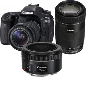 Câmara Reflex DSLR Canon EOS 80D + EF-S 18-55 STM + EF-S 55-250 STM + EF 50mm f/1.8 STM - 1