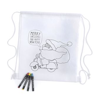 Mochila de Natal Infantil para Colorir DAM Kertranpai com Giz de Cera | Inclui 4 Ceras - Branco - 1