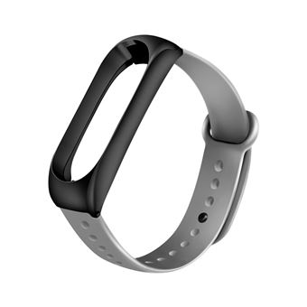 Pulseira de Silicone e armação de metal WISETONY para Xiaomi Mi Band 3 /4 Preto e cinzento - 1