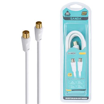 Cabo Coaxial Rg6 M-F Sanda SD-8176 | 1.5 m - Branco - 1