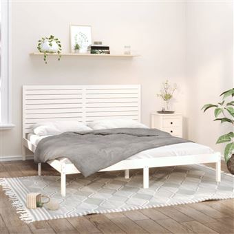 Estrutura de cama Super King Size vidaXL | 180x200 cm | madeira maciça branco - 1