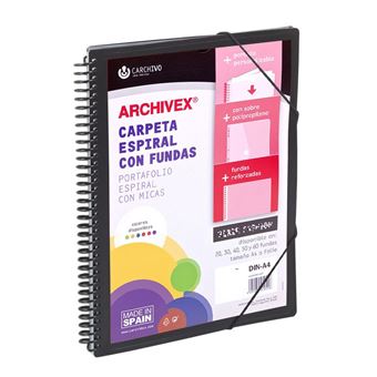 Portefólio Carchivo Archivex A4 Espiral | 80 Bolsas | Preto - 1