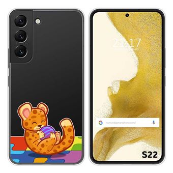 Capa Tumundosmartphone de silicone transparente para Samsung Galaxy S22 5G com design de leopardo de desenho animado - 1