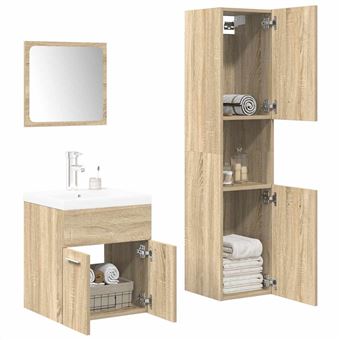 Conjunto de móveis WC vidaXL |  4 Peças |  derivados madeira carvalho sonoma - 1