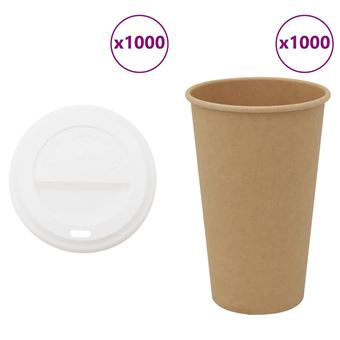 Copos de café de papel com tampas vidaXL | 1000 Peças | 16oz | 400ml - 1