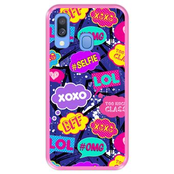 Capa Tpu Hapdey para Samsung Galaxy A40 2019 | Design Padrão de Bolhas Em Quadrinhos 3 - Rosa