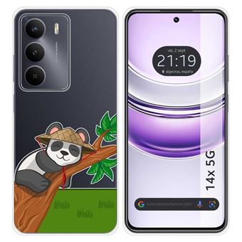Capa de Silicone Transparente Tumundosmartphone para Realme 14x 5G | Panda Design Desenhos - 1