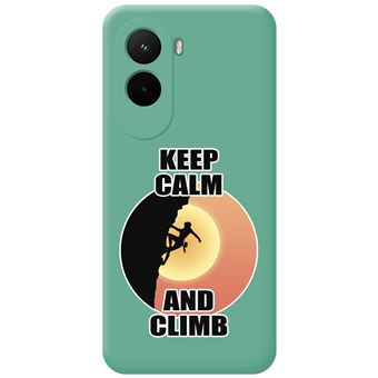 Capa TUMUNDOSMARTPHONE de silicone líquido verde para Xiaomi Poco M7 4G com desenhos de mulher escalando - 1