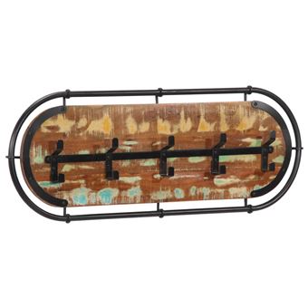 Cabide de parede com 5 ganchos vidaXL | madeira recuperada maciça - 1