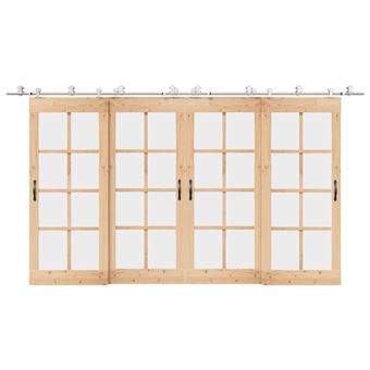 Kit de ferragens para porta deslizante vidaXL | 200cm | aço inoxidável prateado - 1