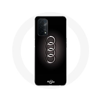 Capa Maniacase para Oppo A74 5G com o Logotipo da Audi no centro da roda sobre Fundo Preto - 1