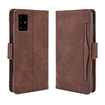 Capa FOXDOCK Protetora para Samsung Galaxy A51 5G | Suporte e Flip de couro PU | À Prova de Choque | Castanho - 1