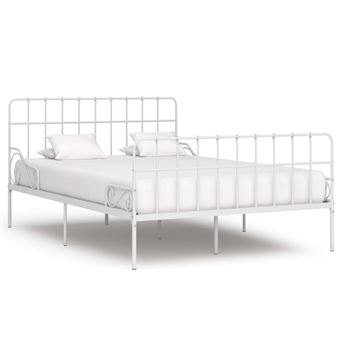 Estrutura de Cama vidaXL com estrado de ripas 120x200 cm metal branco - 1