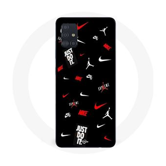 Capa Maniacase Para Samsung Galaxy A51 5G | Nike Jordan Branco Vermelho Fundo Preto - 1