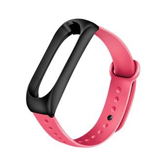 Pulseira de Silicone e armação de metal WISETONY para Xiaomi Mi Band 3 /4 Preto e Rosa - 1