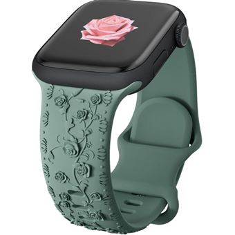 Bracelete em relevo 3D floral Antiimpacto para Apple Watch Series 8 41mm | Verde - 1