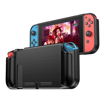 Capa Magunivers e Tpu Fibra de Carbono Escovada Flexível Preto para Nintendo Switch - 1