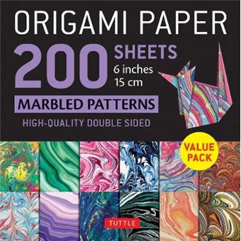 Origami Paper 200 Sheets Marbled Patterns 6 15 Cm Tuttle Origami Paper Highquality Double Sided Origami Sheets Printed With 12 Different Patterns Instructions For 6 Projects Included - 1