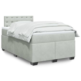 Cama boxspring com colchão vidaXL | 120x190 cm | veludo cinzento-claro - 1