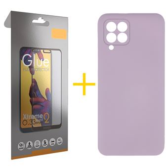 Pack 1 x Película de Vidro Temperado Full + Capa skyhe  Huawei P40 Lite Silicone Líquido - Roxo - 1