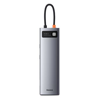 Adaptador BASEUS CAHUB-CT0G 11 em 1 Tipo-C Conversão 3 x USB 3.0 + 2 x HDML + RJ45 + PD + TF + SD + VGA + 3.5 mm - Cinza - 1