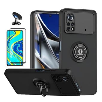 Kit Capa Anti-Impacto Clear com Anel + Vidro Temperado Gorilaglass + Suporte de carro GIFT4ME para Xiaomi Poco X4 Pro 5G | Transparente/Preto - 1