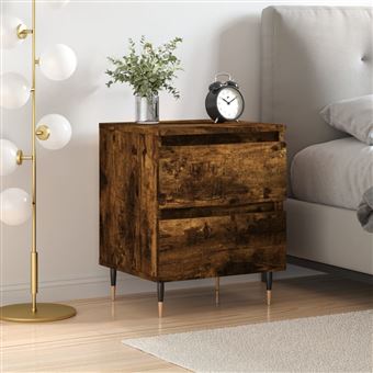Mesa de Cabeceira vidaXL | 40x35x50 cm | derivados madeira carvalho fumado - 1