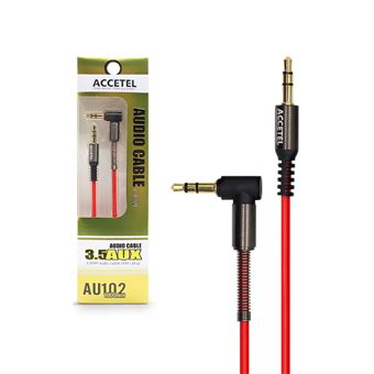 Cabo de Áudio Accetel AU102 | Adaptador Jack 3.5mm Formato-L para Jack 3.5mm - Preto,  Vermelho - 1