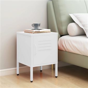 Mesa de Cabeceira vidaXL | 35x35x51 cm | Aço Branco - 1