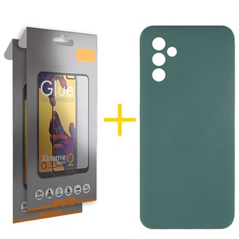 Pack 2 x Película de Vidro Temperado Full + Capa skyhe  para Samsung Galaxy A34 5G | Silicone Líquido | Verde Escuro - 1